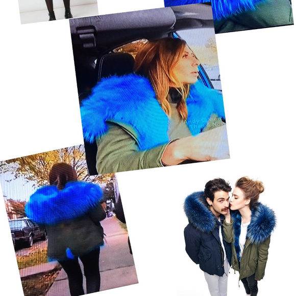 Blue Fur Lined Military Jacket- XS - Picture 5 of 5